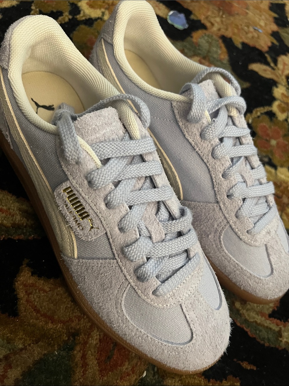 Puma Palermo Light Blue Suede and Textile Low-Top Sneakers size 9.5 Womens NEW
